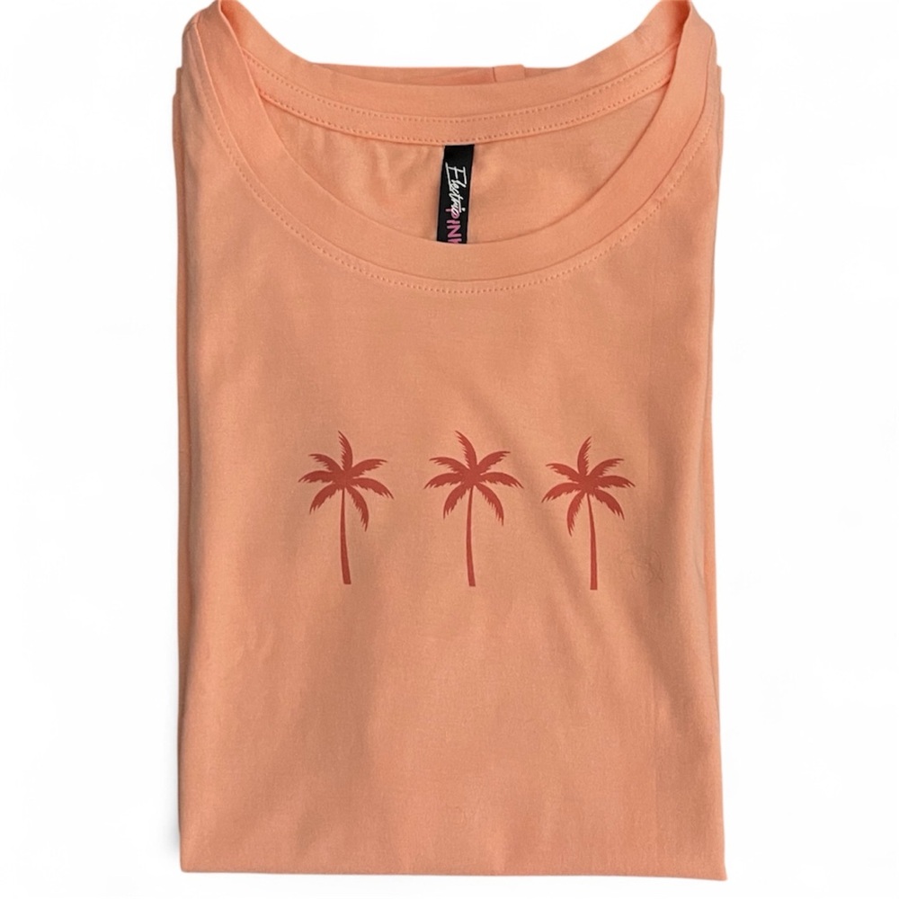 🔥🔥🆕PEACH T-SHIRT PALM TREES ALOHA - Picture 5 of 5
